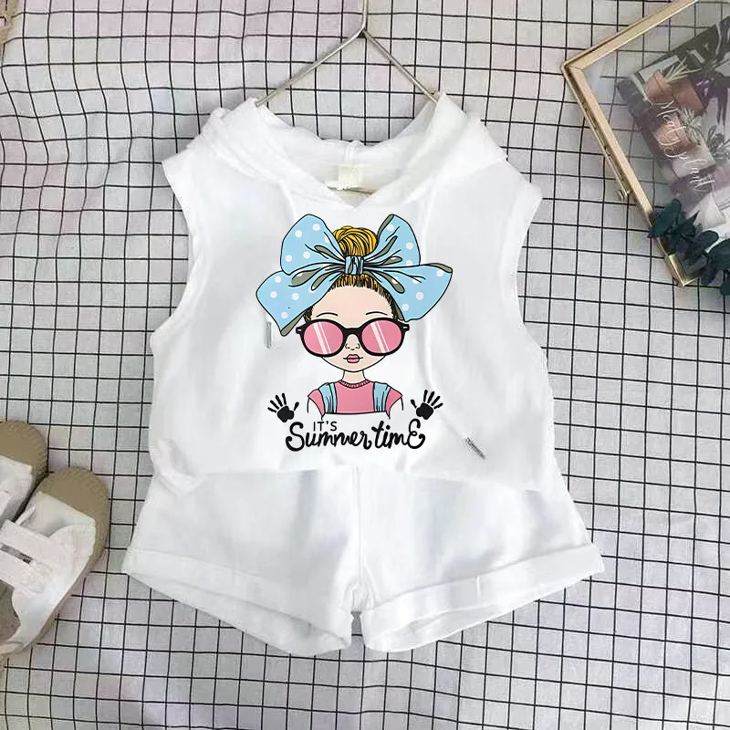 Children\'s Vest Set Cartoon Print New Boy Girl Tank Top Shorts Two Piece Set Baby Summer Short Sleeve Shorts Clothes Set