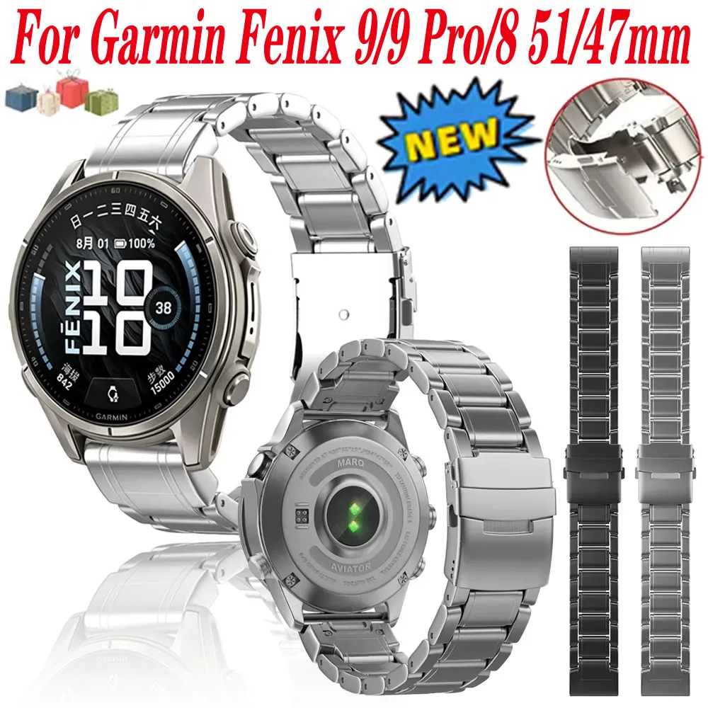 26mm 22mm Titanium QuickFit Strap for Garmin Fenix 9/9 Pro/8 51/47mm Alloy Replacement Comfortable Bracelet for Garmin Tactix 8