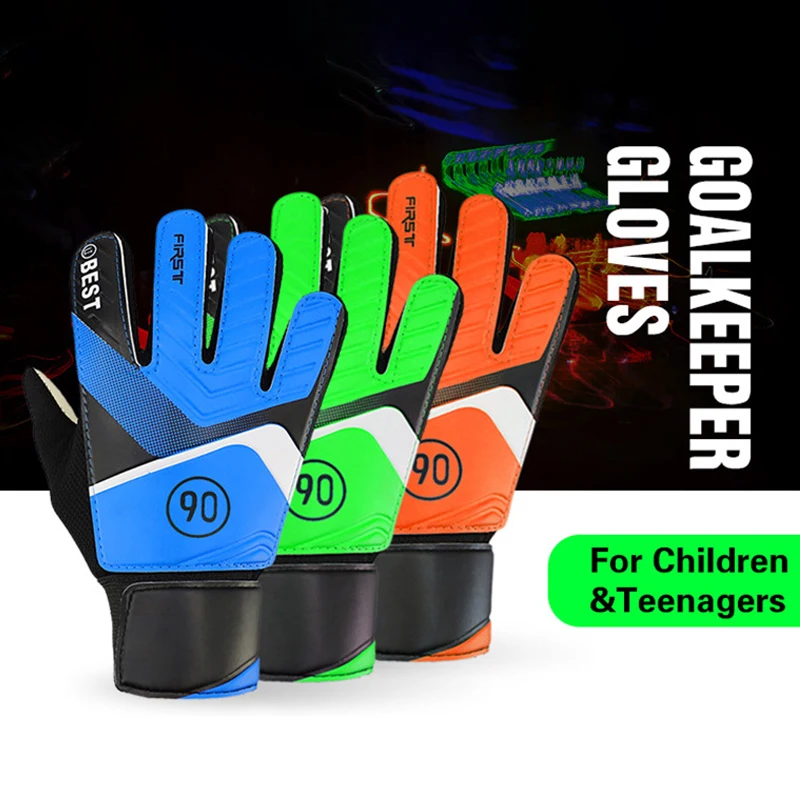 Guantes de portero de fútbol para niños, protección de manos de portero de látex PU anticolisión, guantes de fútbol para adolescentes