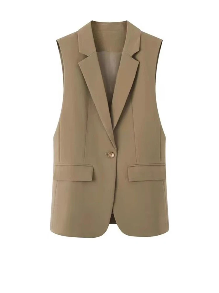 Women\'s Spring and Autumn Vest in Suit, Vest, 2024, Elegant Two Side Split New suit, vest shoulder  jackets