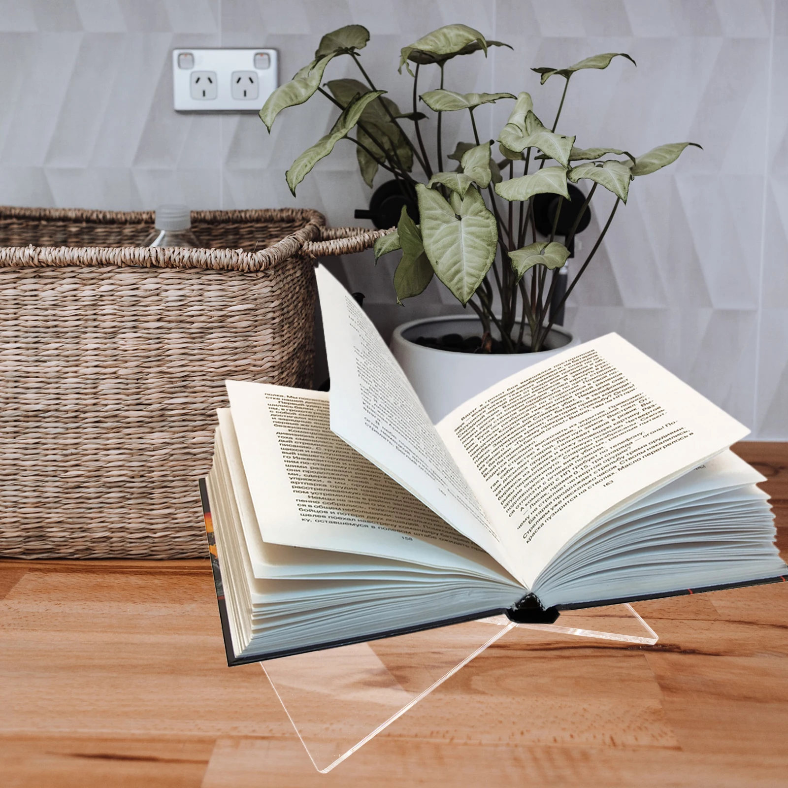 ที่วางหนังสืออะคริลิคแบบตั้งโต๊ะ รูปทรงตัว X สำหรับอ่านหนังสือ ชั้นวางหนังสืออเนกประสงค์ ที่วางนิตยสาร ชั้นวางอ่านหนังสือสำหรับใช้ในบ้าน