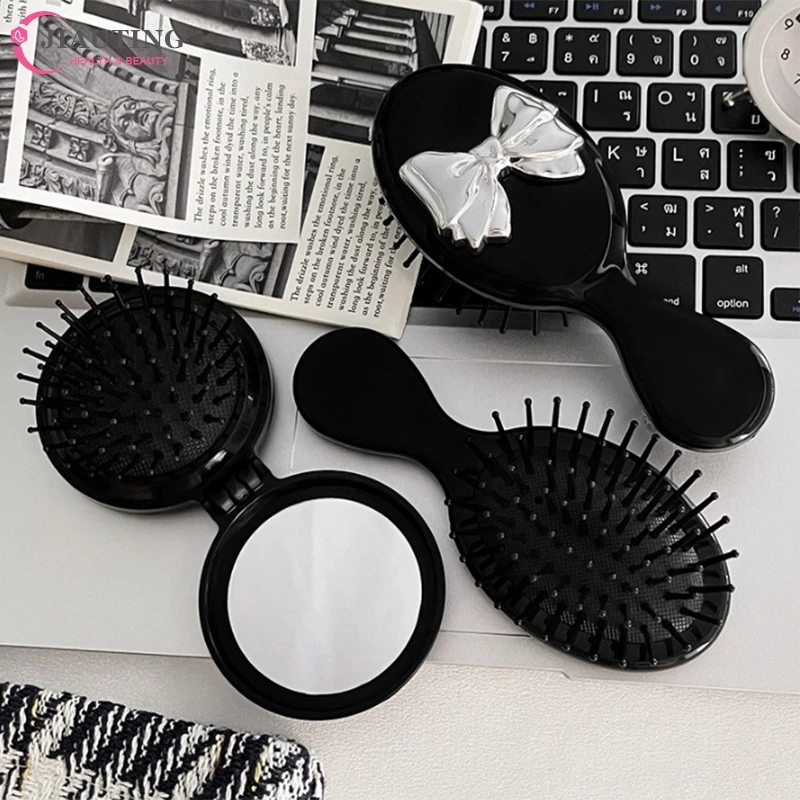 1pc Hot Bow Air Cushion Comb Portable Mini Round Hair Comb Hair Salon Hairdressing Massage Folding Hair Brush Air Cushion Comb