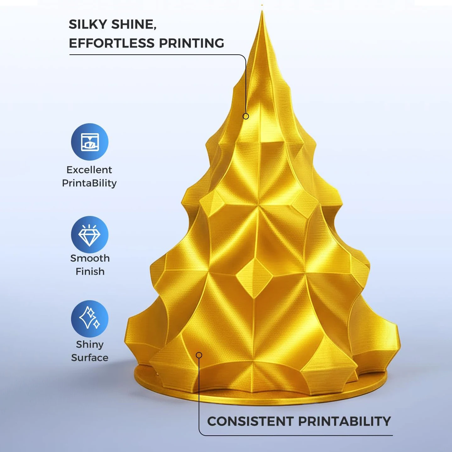 1KG Silk PLA Premium Filament 3D Print, 1.75mm Multicolor Available 1kg Silk PLA Filament Made in China, 1KG/Spool