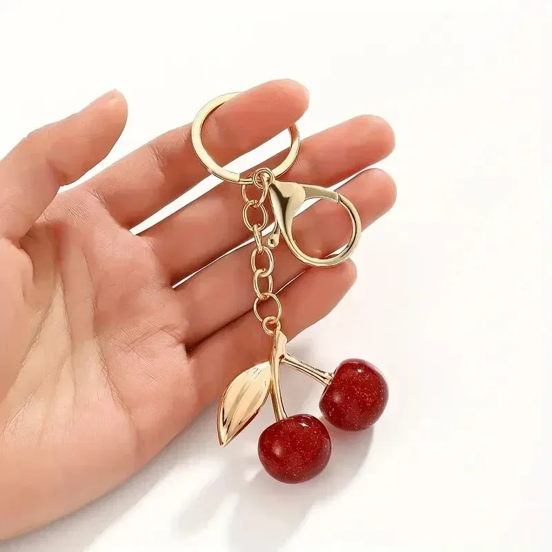 1/3/5PCS Fashion Cherry Key Chain Cute Resin Red Cherry Backpack Pendant for Women Backpack Decorative Accessories