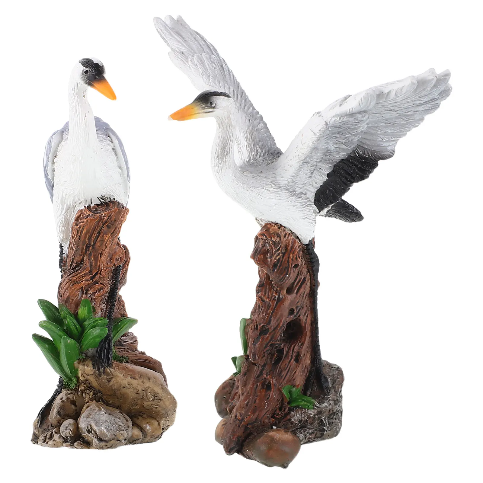 

2Pcs Resin Decorative Bird Statue Realistic Design Micro Landscape Ornament Indoor Outdoor Garden Home Decor