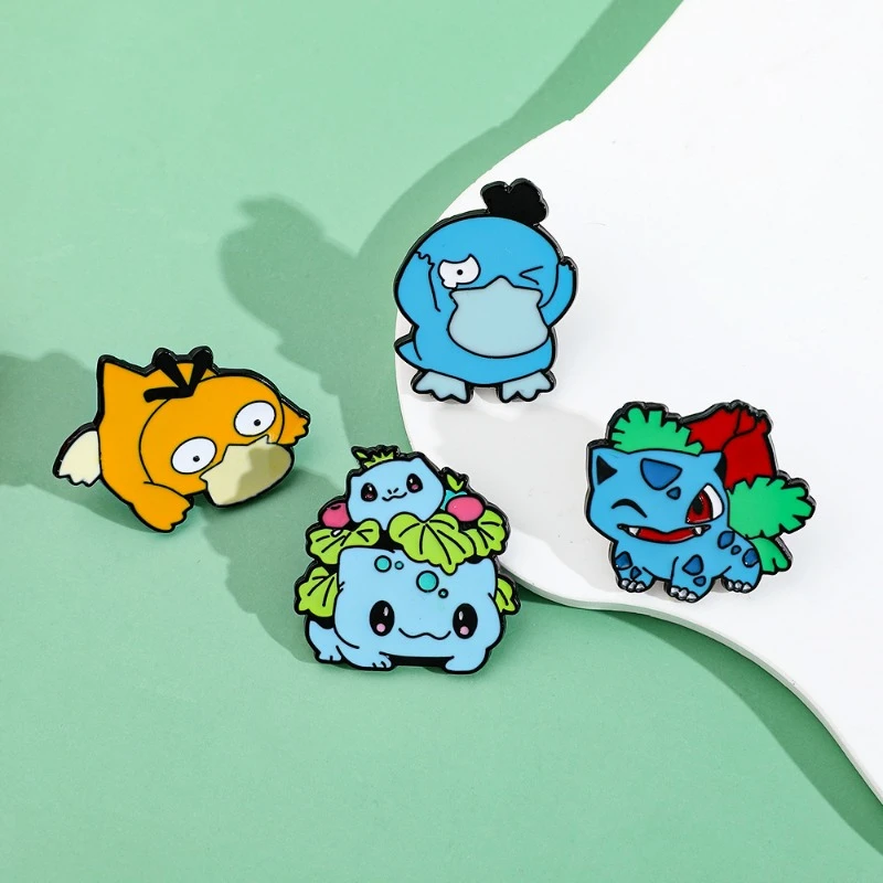 Pokemon Psyduck Cartoon Broochs figurki Anime Bulbasaur kreatywny Q figuralny tornister prezenty urodzinowe dla dzieci do dekoracji odzieży