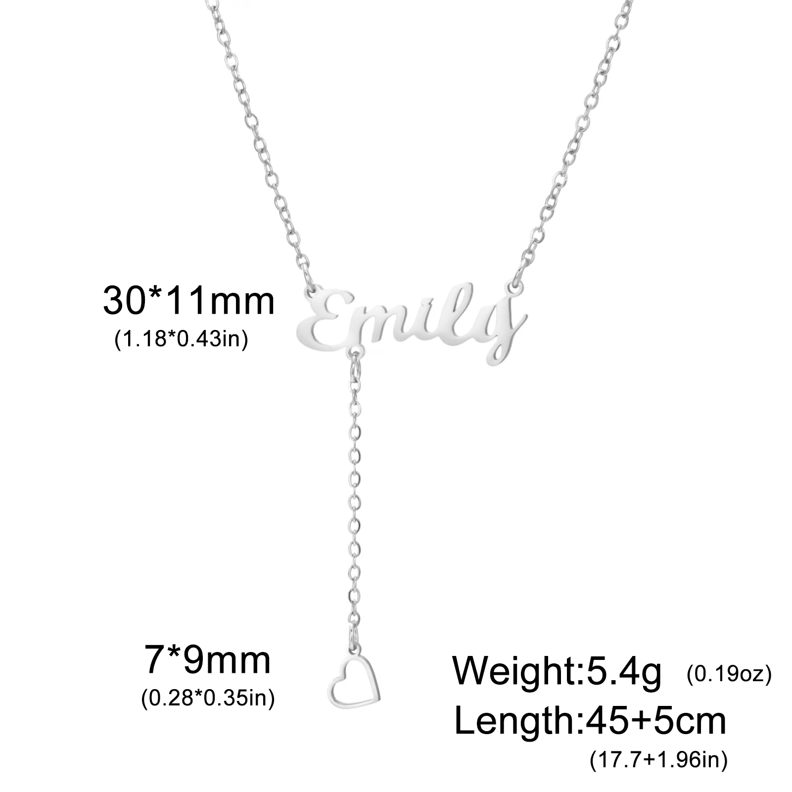 Collar personalizado con diseño de corazón, colgante con nombre, placa con nombre, regalo para mujeres, hombres, pareja, cadena, joyería de acero inoxidable hebreo