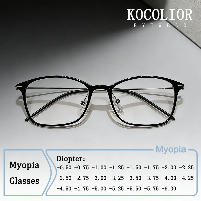 

Retro Fashion Ultralight Square Frame Myopia Astigmatism Glasses Unisex Custom Prescription Photochromic Anti Blue Light Eyewear
