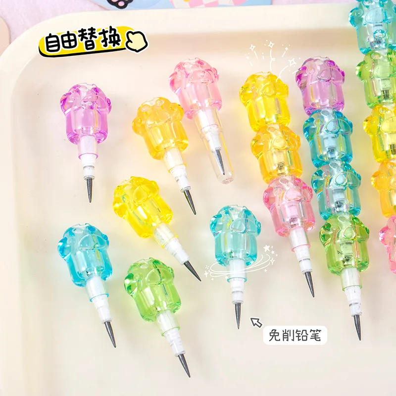 Cat Claw String Automatic Pencil Cute Primary School Student 1.6 Bold HB Free Sharpening Activity Pencil Removable Doudou Pen
