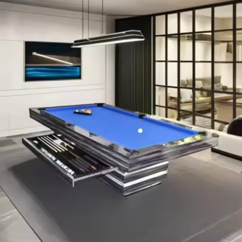 Commercial Solid Wood & Slate Billiards Table 7ft/8ft/9ft Real Leather Pockets Quick Cloth Customizable