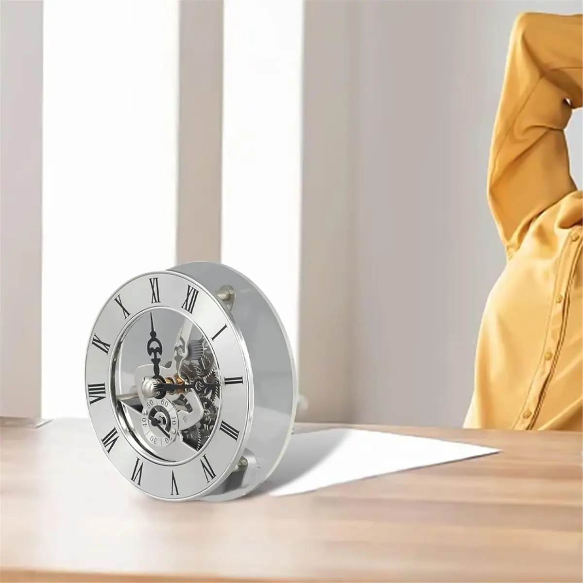 86mm Skeleton Clock Insert with Moving Gear Roman Numerals for DIY Quartz Clock Repair,for 86mm Clock Movement