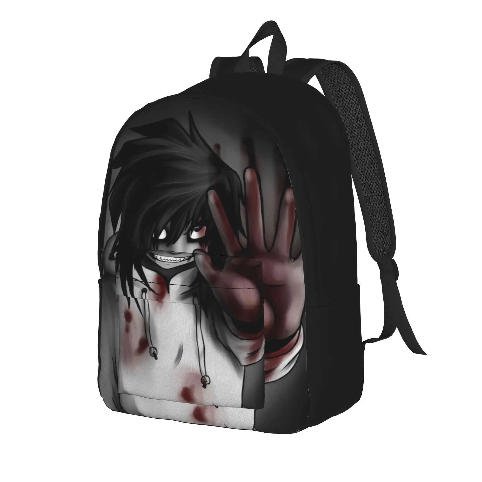 Jeff The Killer Backpack Creepypasta Daily Backpacks Student Unisex Aesthetic High School Bags Designer Pattern Rucksack