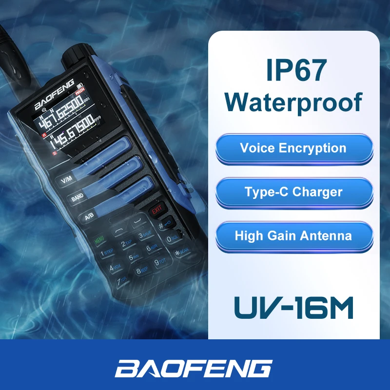 2024 BaoFeng UV16M Walkie Talkie Multi Band AM FM Waterproof Wirless Copy Frequency High Power Long Range Two Way Portable Radio