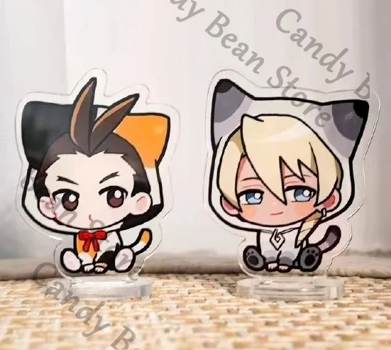 Figurine de dessin animé Ace Attorney Anime Apollo Justice Klavier Gavin Cosplay, support en acrylique de 5 cm, figurine de chat, ornement de bureau, cadeau