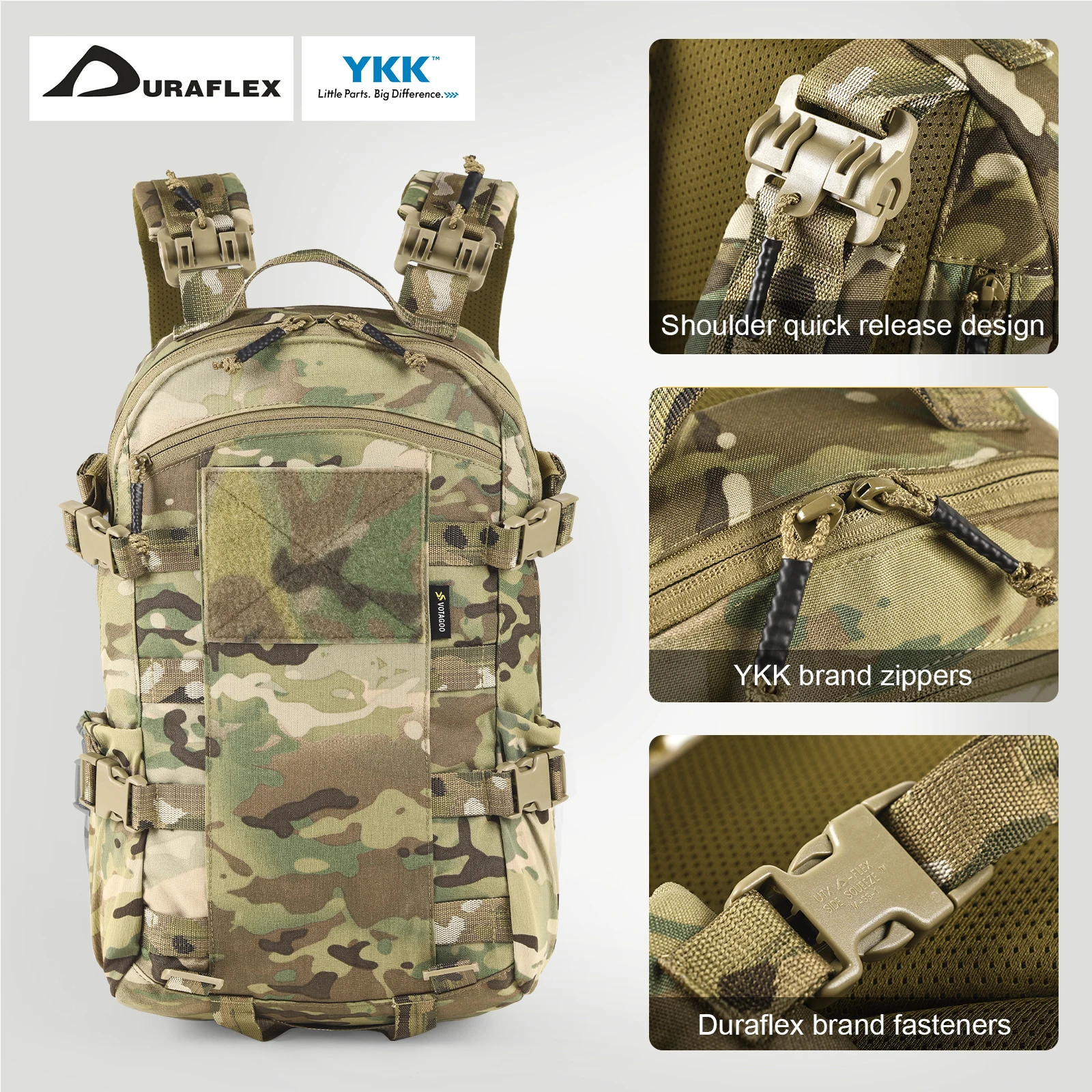 VOTAGOO Roaring Cricket 20L Backpack Waterproof Outdoor Leisure Commuter Functional Mountaineering Camouflage Tactical Backpack