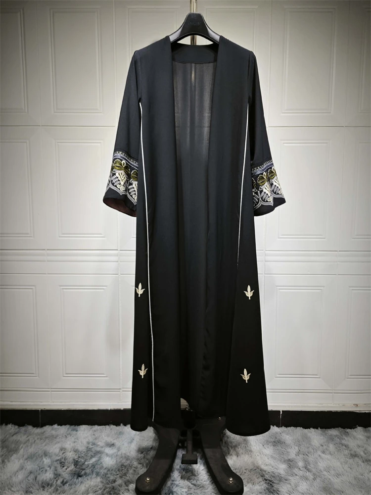 Black Open Kimono Abaya Dubai 2024 Muslim Kaftan Modest Dress Abayas For Women Kebaya Robe Musulmane Caftan Marocain Femme