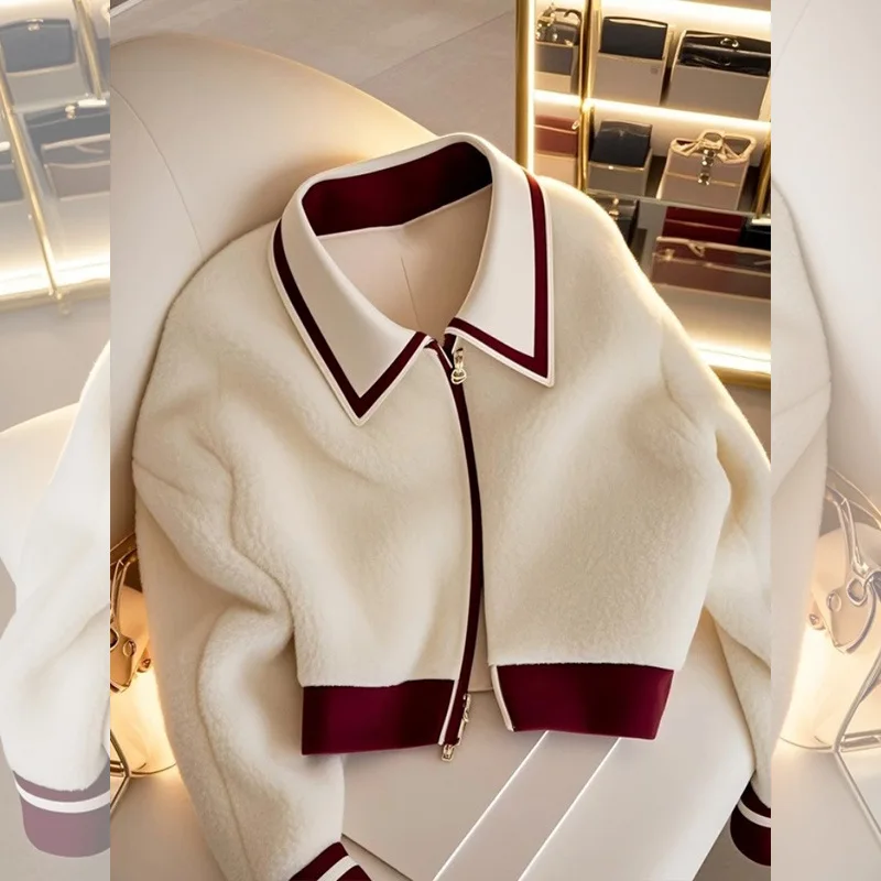 Lasel الأبيض امبسوول معطف المرأة شتاء 2025 كم طويل قمة شعبية عصرية أنيقة جاكيت زيبرا ملابس خارجية فاخرة دافئة