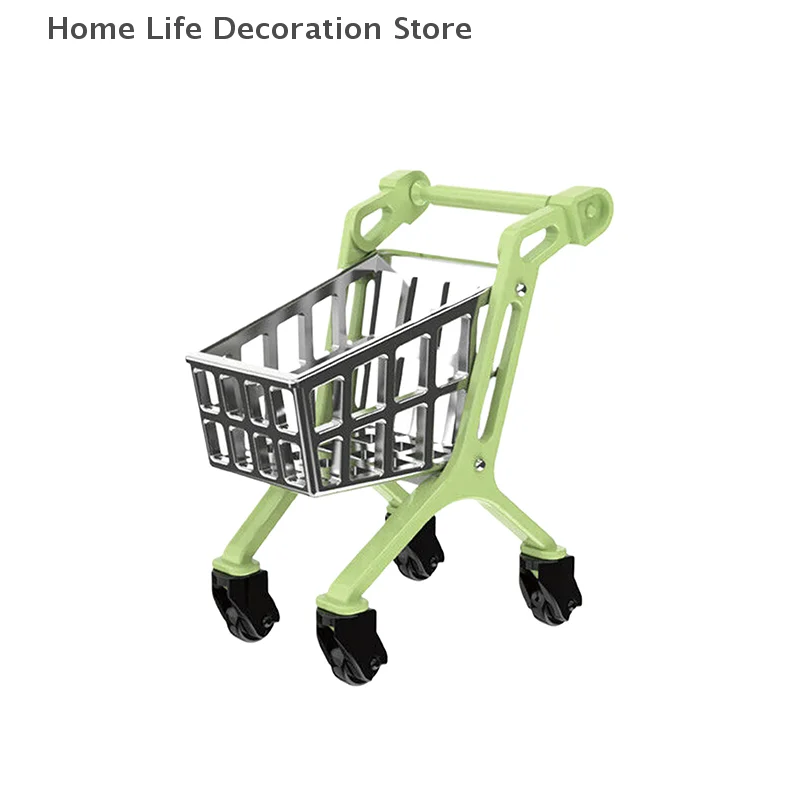 Miniature Trolley Supermarket Shopping Cart Desktop Ornament Kids Toys Gift 1:12 Hand Truck Dollhouse Accessories