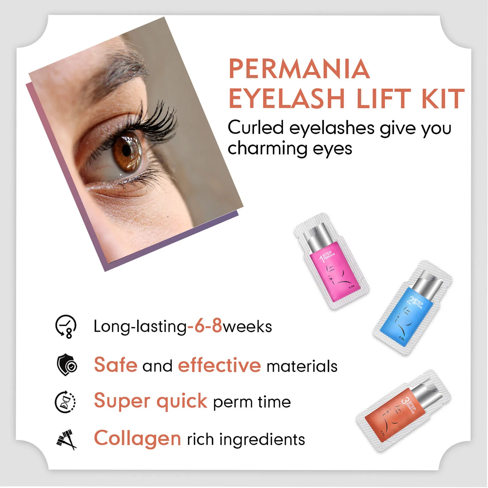 PERMANIA Korea 10 Teile/los 5-8 Minuten Lash Lift Wimpern Dauerwelle Kit Beutel Nummer # 1 # 2 # 3-Setting Lotion Curling Perma Makeup Tool – Detail 10