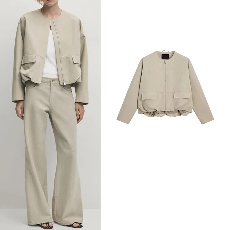 

Casual Sle Pilot Ne ort Jaet Coat MD Women's Faion New All-Match round Ne Button Long Sve Polyester Fiber