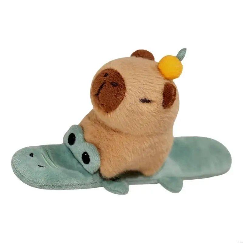 54DA para niños Capybara Slap Pulsera Mini Mandarina Felpa Cómodo Usar Regalo del día del niño Accesorios para Fotos
