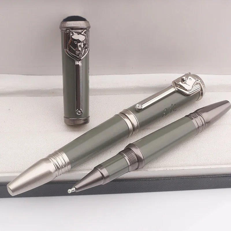 MB القلم الكاتب التوقيع الطبعة روديارد كيبلينغ قلم حبر جاف فاخر القرطاسية مع تصميم الحبر الذئب رئيس الحبر المنقوش