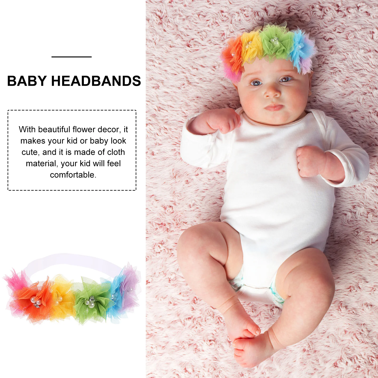 

Colorful Mesh Flower Hairband Elastic for Girl Kid Child Headband Decor Party Birthday Gift Girl Hairband Flower Headband