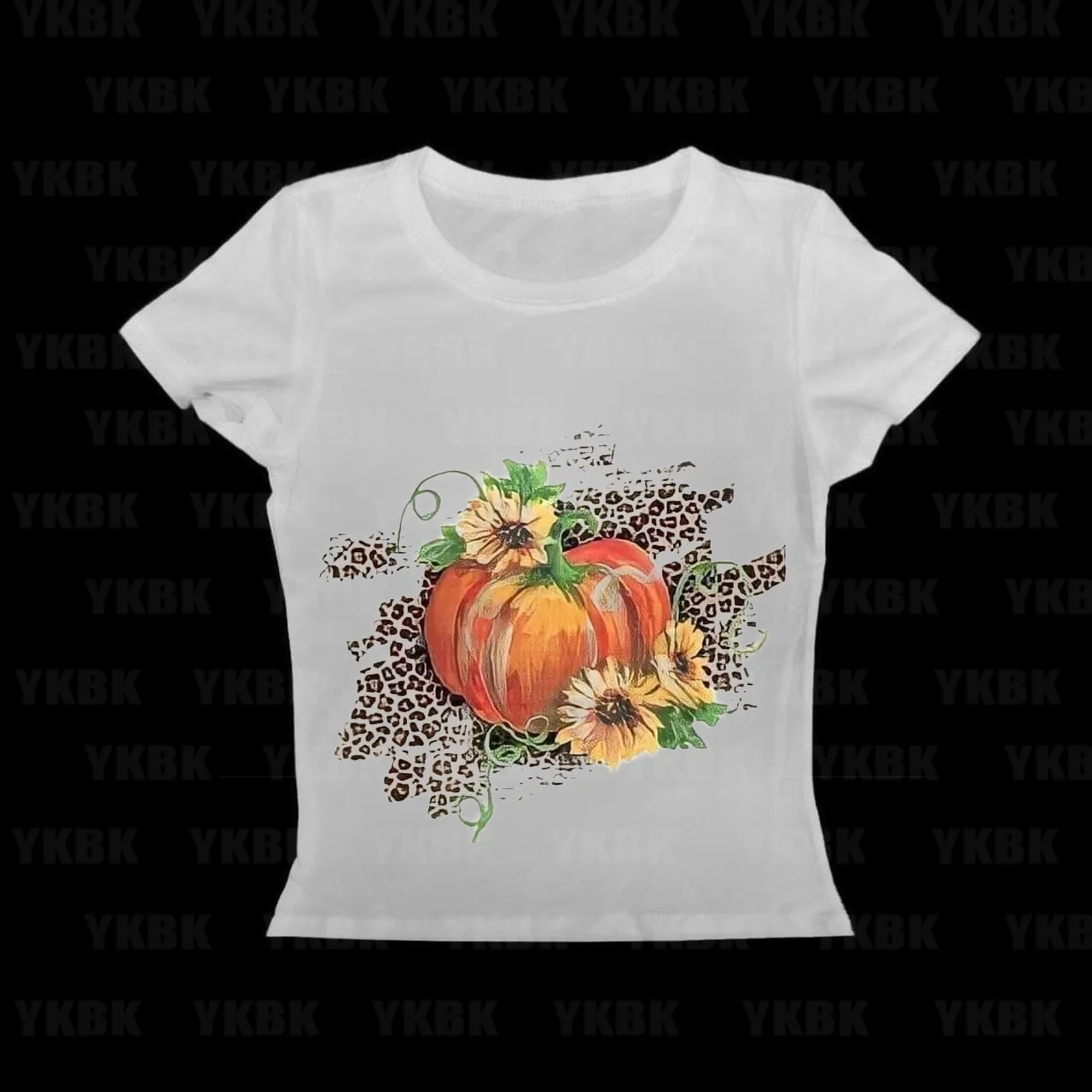 Kürbis-Bedrucktes Rundhals-Kurzarm-Damen-Oberteil Modisches Basis-Sommer-Grafik-T-Shirt mit Rundhalsausschnitt Harajuku Casual Top Kostüm