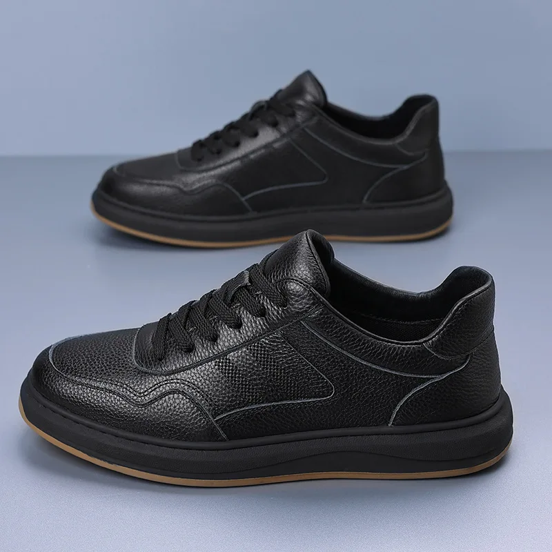 

High Quality Men's Genuine Leather Casual Shoes Premium Top Grain Sneakers Soft Sole Comfortable Durable Trend Footwear Sneakers