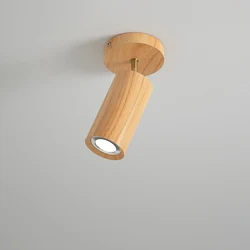 Nordic Log Spotlights Wood Ceiling Lights Home Lighting Lustre Led Living Room TV Wall Background rotatable brief Corridor lamp