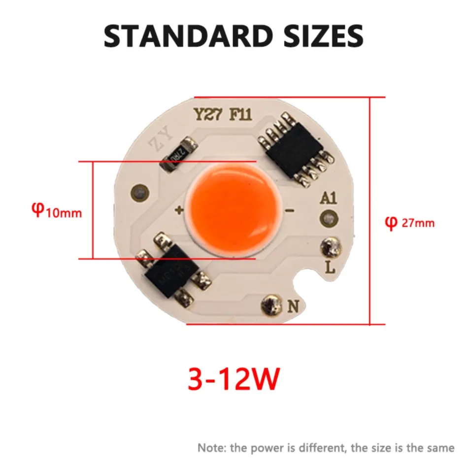 LED CHIP AC 220V 12W 10W 7W 5W 3W COB Y27 Warm/White/Full Spectrum Lamp Matrix No Need Driver for DIY Spot Lighting Floodlight