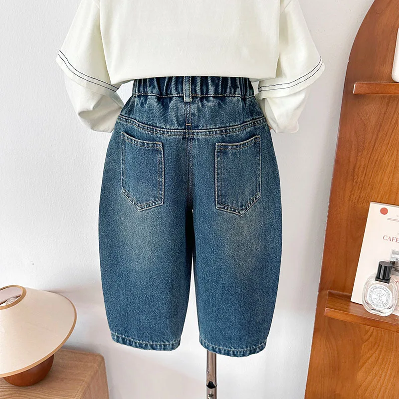 Kids Clothes Daily Jeans New Korean-style Stylish Slouchy Versatile Loose-fit Denim Pants Autumn Boys and Girls Long Pants