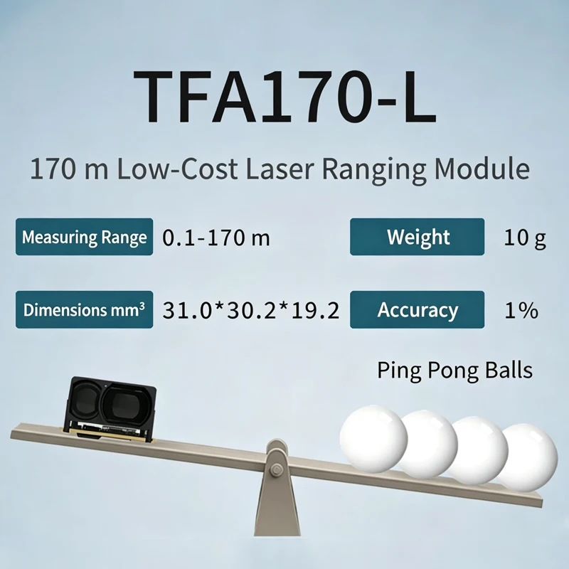 Benewake TFA170-L LiDAR Sensor 170m Long Range High Precision RS232 Single Point Laser for Height Measurement UAV Drone System