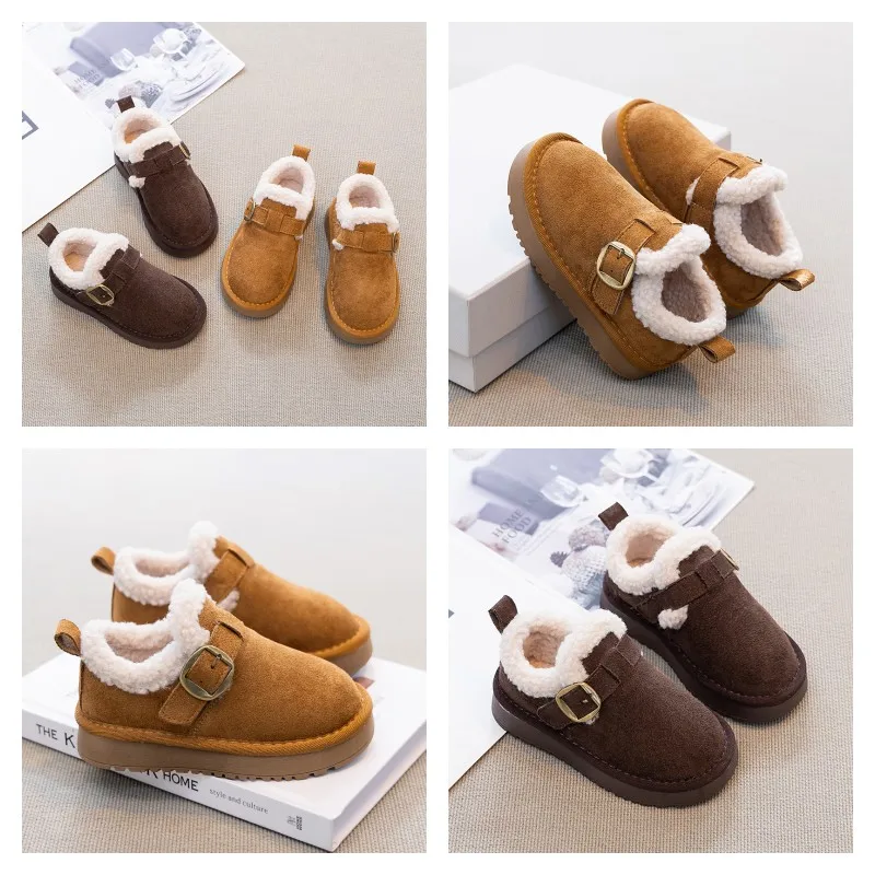 

Children's Woolen Shoes 3-18 Years Old Chestnut Padded Thickened Cotton Shoes Coffee Versatile Non-slip Kids Baby Snow Boots