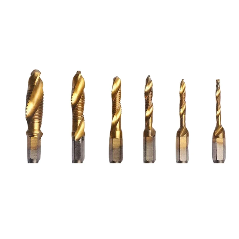 6Pcs Thread Tap Spirals Machine Tap Threading Tool Screw Tap Drill Bit Tap Drill Bit Composite Tap Drill Set For Metal