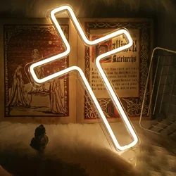 Jesus Cross Neon Sign, Led Signs Cross Decor Art Lamp Light  for Wall Decor Bedroom Christian Decor Religious Room Kid Room