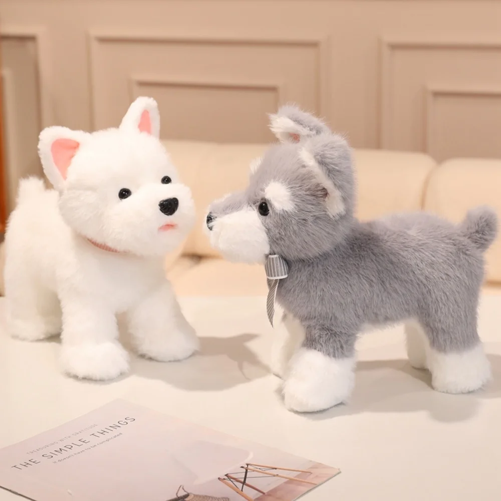 Juguete de peluche de perro Schnauzer realista, lindo pelo largo, Schnauze, Animal suave, muñecos para cachorros, accesorios para fotos, decoración de habitación, bonito regalo