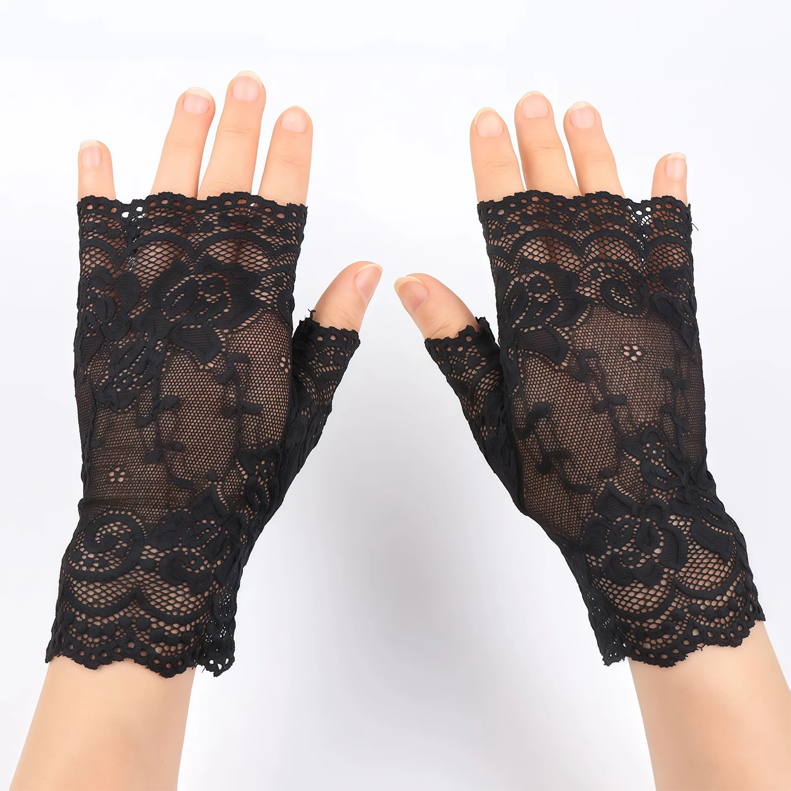 

UV Protection Driving Gloves for Women, Lace Design, Lightweight Summer Style, Half-Finger Gloves, Open-Finger Dance and Formal