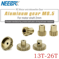M0.5 2mm 13T-26T Aluminum Metal Pinion Motor Gear For 1/28 1/24 RC Mini Car 2WD Buggy Metal Gear Motor Parts Toy RC Model Car