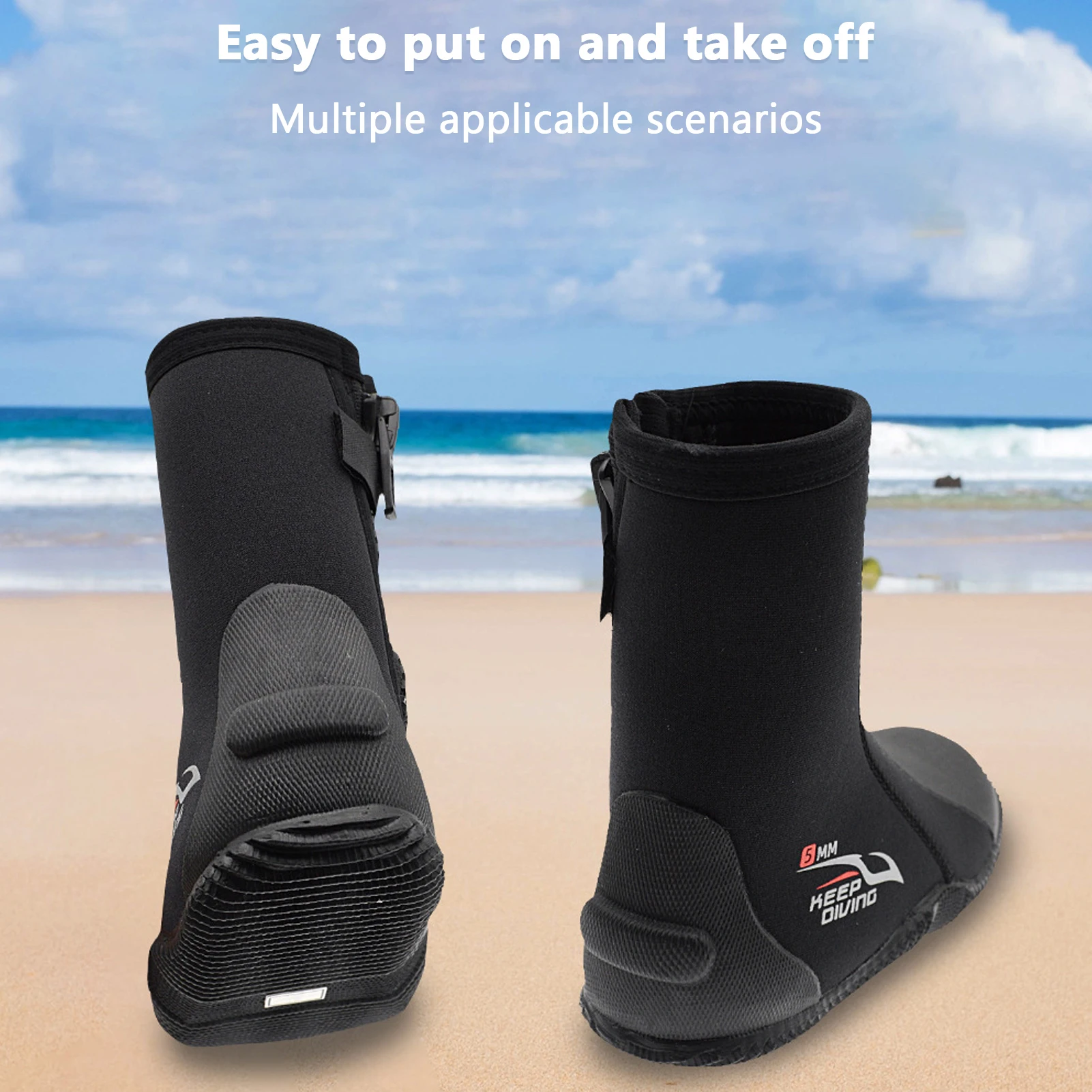 1 زوج أحذية الغوص عالية الجودة كعب مرتفع زلة مقاومة مرونة عالية مريحة أنيقة دائم المطاط الأسود وحيد أحذية الغوص