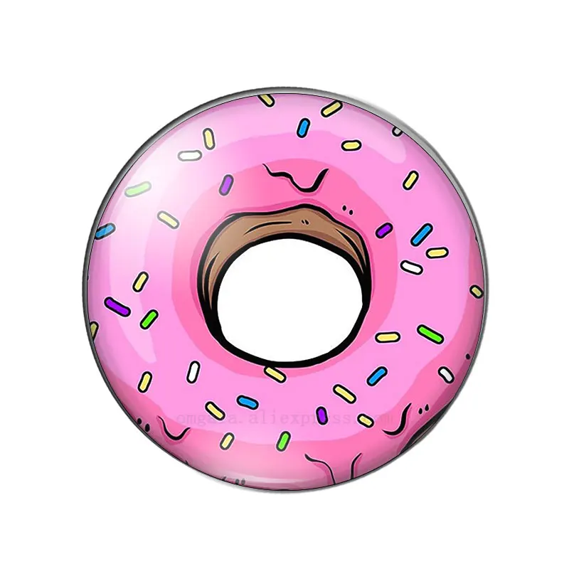 Cartoon Delicious donuts 10pcs 10mm/12mm/14mm/16mm/18mm/20mm/25mm Round photo glass cabochon demo flat back Making findings