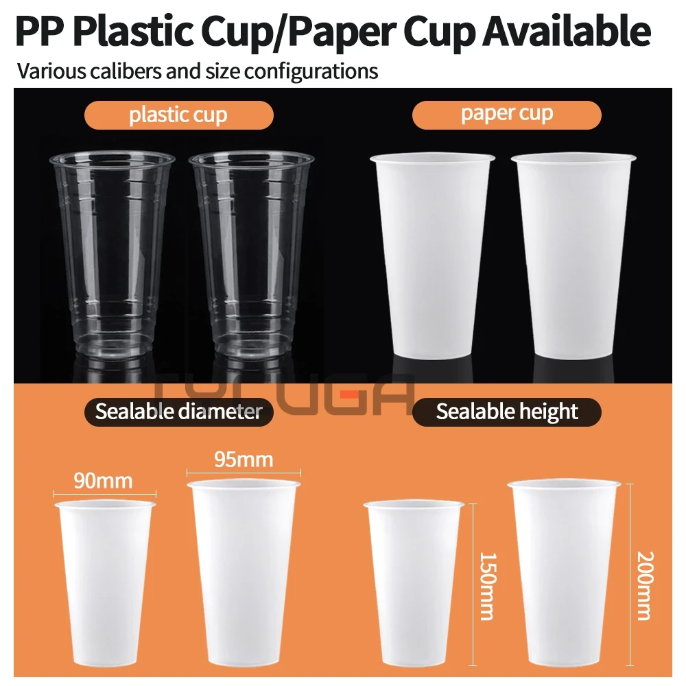 350W Electric Automatic Sealer Milk Tea Drink Cup Plastic Paper Cup Sealing Machine 90/95mm Tea Sealing for Bubble Tea Shop 220V