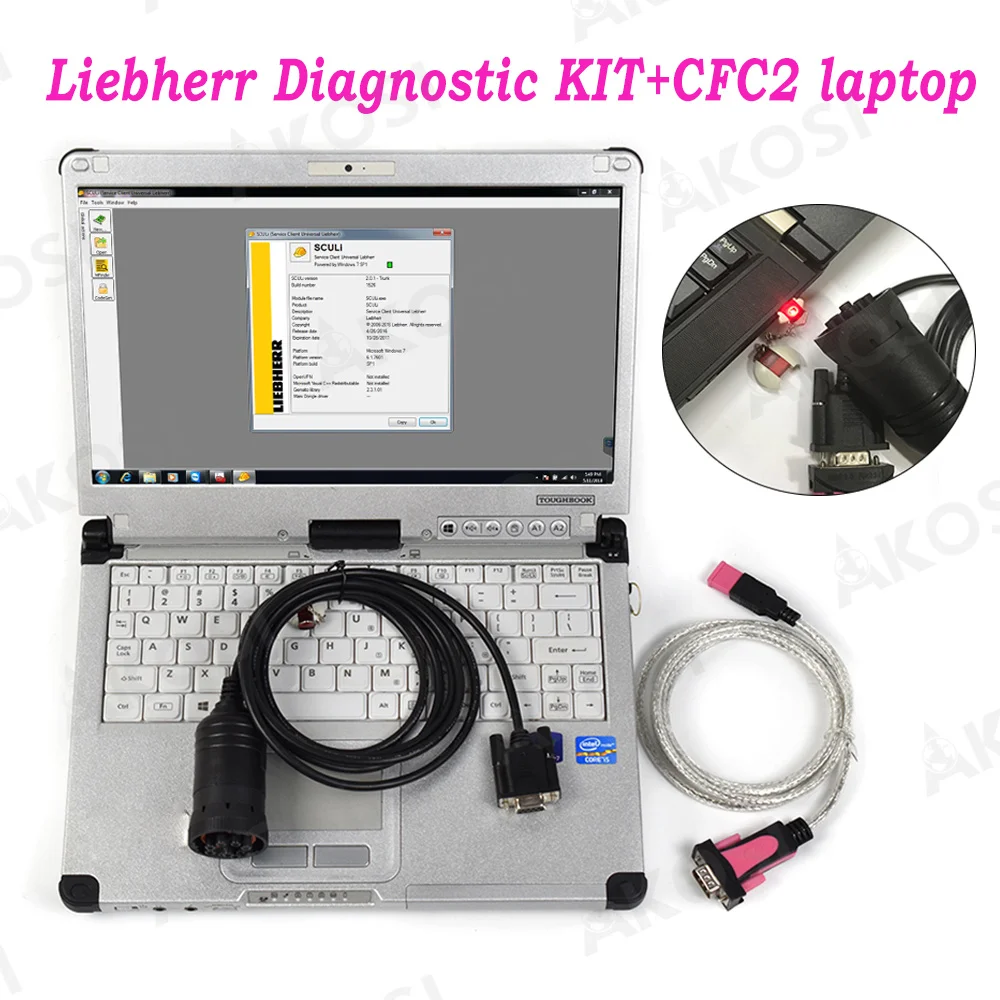 CFC2 laptop with Diagnostic tool Excavator ton crane For Liebherr diagnosis kit Sculi Diagnostic scanner with diagnostic cable