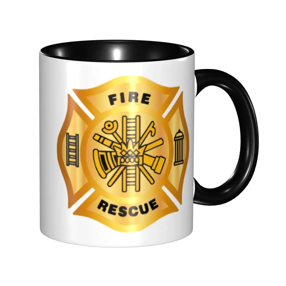 

DIY Fire Rescue Golden Ceramic Mugs Customized Firefighter Coffee Cup Creative Gift