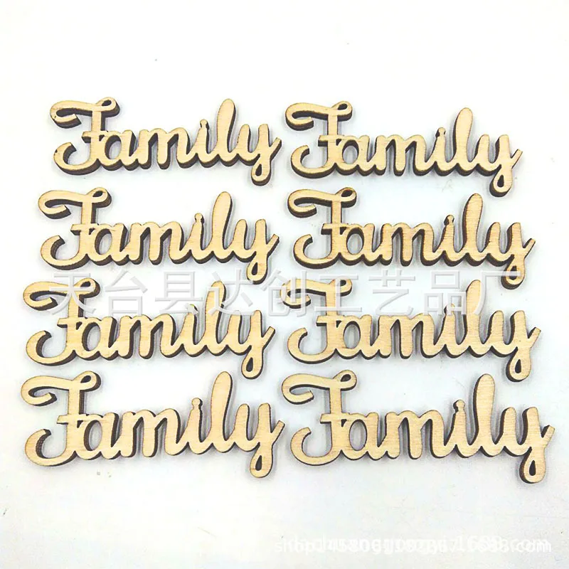 ファミリーホームパーティーアルファベット手作り装飾ウッドチップ、ナチュラルDIYクラフトウッド10個パック