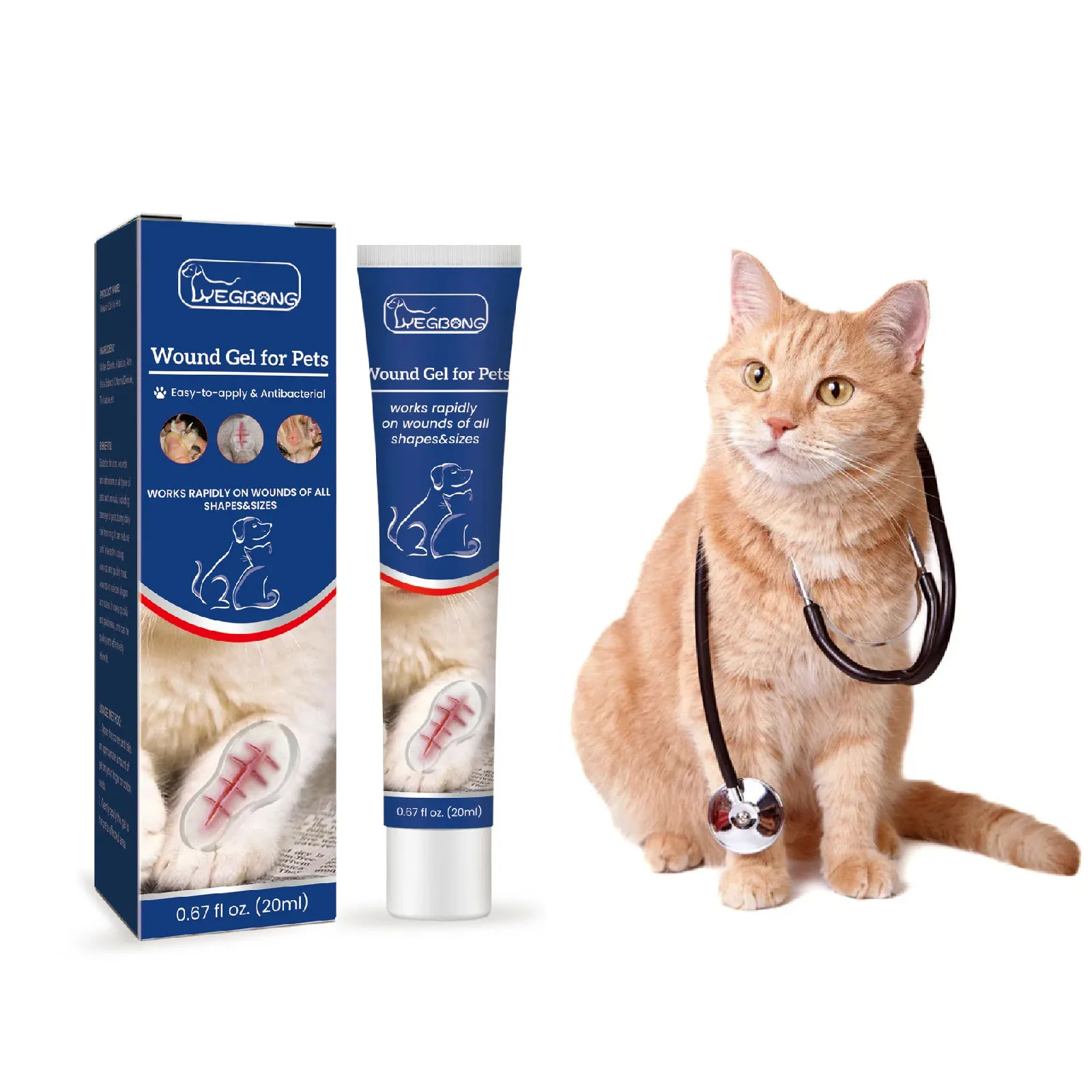 

Pet Wound Gel Stop Bleeding Fast Acting Skin Repair Healing Clotting Gel for Cat Waterproof Dog Wound Care