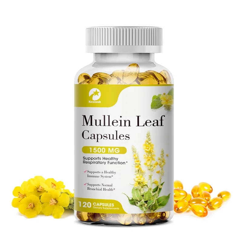 Kexinsh Mullein Leaf Capsules Organic Natural Lung Cleanse Helps Healthy Respiratory Function & Mucous Membranes