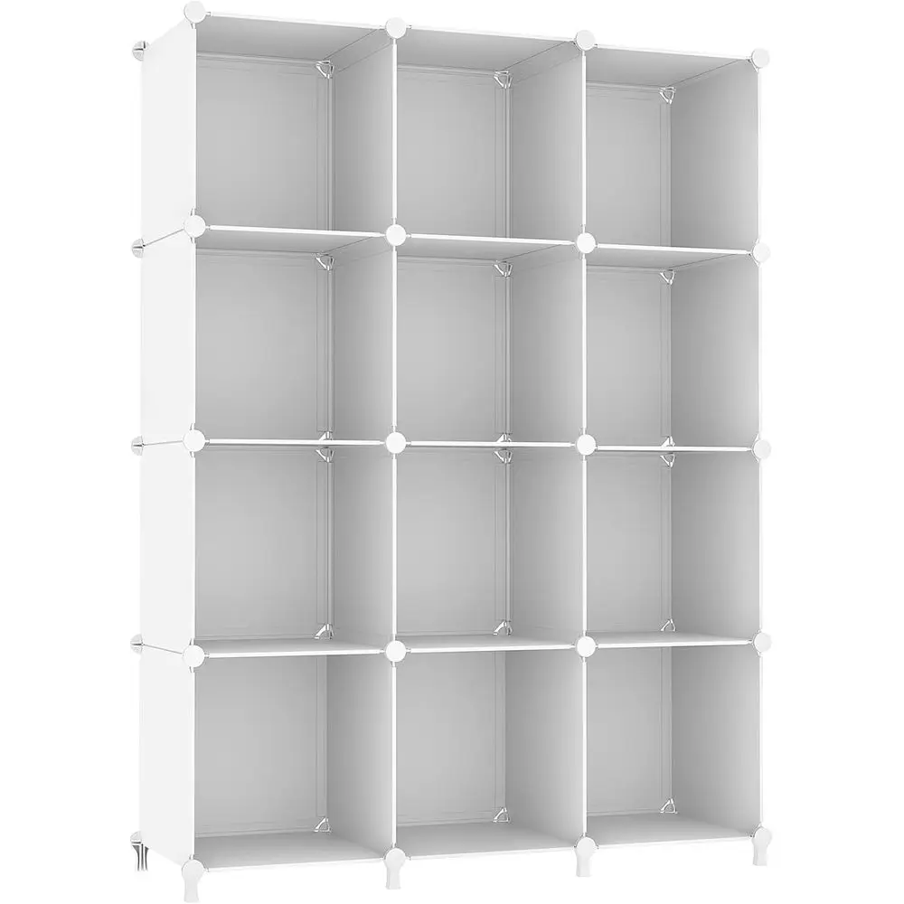 

AWTATOS Cube Storage Organizer Storage 12 Cube Bookshelf DIY Plastic Closet Clothes Storage Shelves with Wooden Mallet, Stackabl