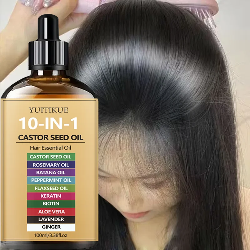 10-in-1 Castor Hair Essential Oil 100ml - Nourishing Scalp Oil with Batana, Peppermint & Biotin