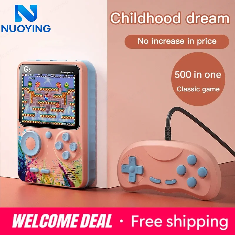 Console de jeux portable G5 500 en 1 MINI, console rétro pour garçons, écran LCD couleur 3,0 pouces, jeux 8 bits